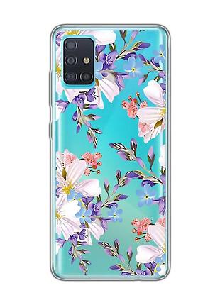 Прозорий чохол на samsung galaxy a51 квітковий малюнок (принт 272)