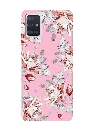 Матовый розовый чехол на samsung galaxy a71 / a715 :: фон розы (принт 273)