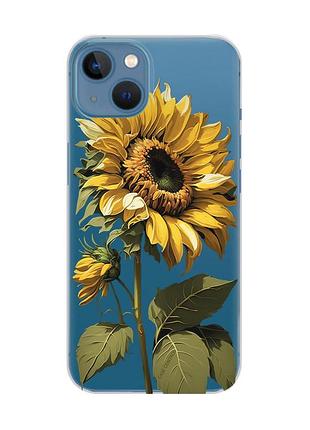 Прозрачный чехол на iphone 13 :: подсолнечник (принт 274)