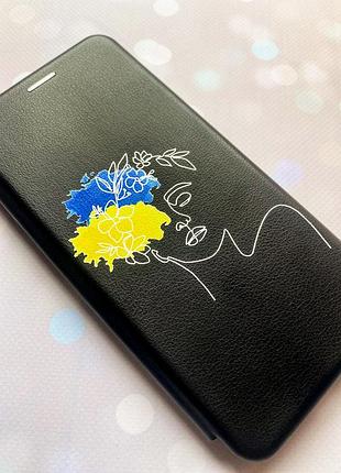 Чехол-книжка с рисунком для xiaomi redmi note 8 pro черный :: украинка арт (принт 3) 3
