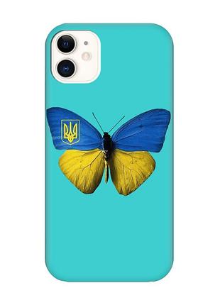 Матовий бірюзовий чохол на apple iphone 11 (6.1) :: метелик україна (принт 255)