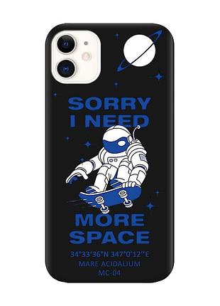 Матовый черный чехол на iphone 11 :: космонавт на скейте (принт 248)