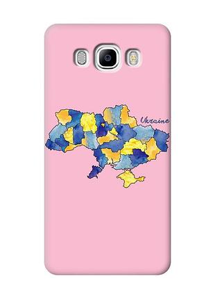 Матовый розовый чехол на samsung galaxy j7(2016) j710 :: карта украины (принт 261)