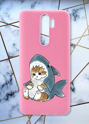 Матовый розовый чехол на xiaomi redmi note 8 pro котёнок принт 120
