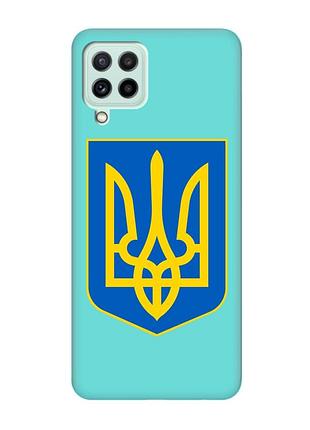 Матовий бірюзовий чохол на samsung galaxy a22 4g/ m32/ m22 :: тризуб україна (принт 256)