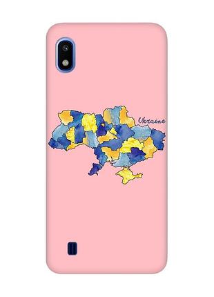 Матовый розовый чехол на samsung galaxy a10 (2019) a105 :: карта украины (принт 261)