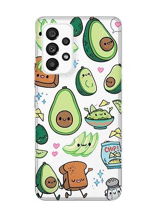 Прозрачный чехол на samsung galaxy a53 :: милашки авокадо каваи (принт 305)