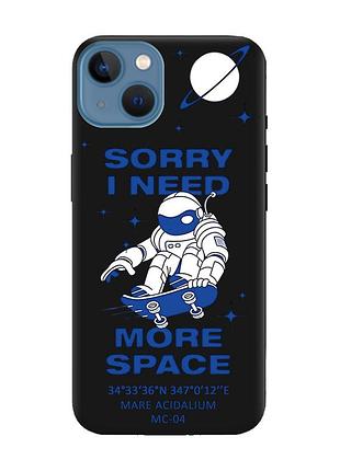Матовый черный чехол на iphone 13 :: космонавт на скейте (принт 248)