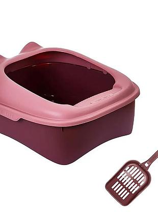 Туалет для кошек с лопаткой taotaopets 268802 лоток для котов 40*30*18,5 cm pink