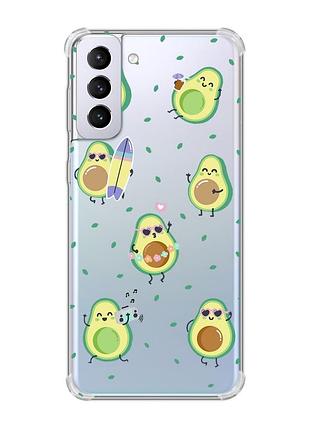 Чехол с утолщёнными углами на samsung galaxy s21 plus :: авокадо на отдыхе (принт 302)