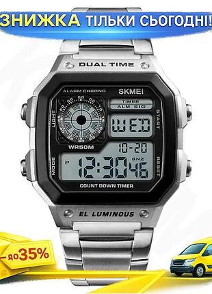 Ku мужские часы skmei universal fit ripple silver кварцевые цифровые наручные часы с подсветкой и буди uni2l_k