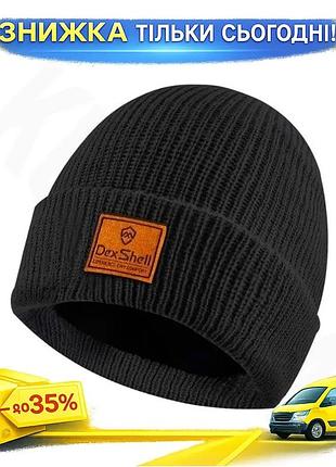 Ku водонепроникна шапка dexshell universal fit чорна зимова в'язана шапка для чоловіків та жінок мембр uni2l_k