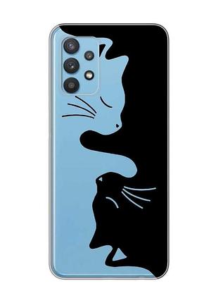 Прозрачный чехол на samsung galaxy a32 кошечки (принт 118)