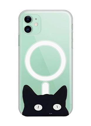 Магнитный чехол на iphone 11 с поддержкой magsafe :: кошечка (принт 119)