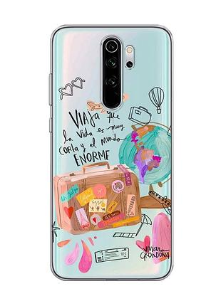 Прозрачный чехол на xiaomi redmi note 8 pro :: настроение путешествовать (принт 329)