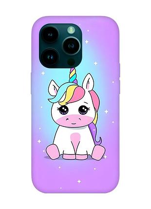 Матовый розовый чехол на apple iphone 14 pro :: единорог (принт 103)