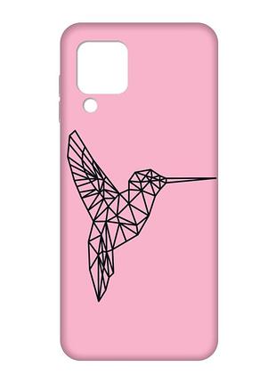 Матовый розовый чехол на samsung galaxy m32/a22/m22 4g :: колибри (принт 122)