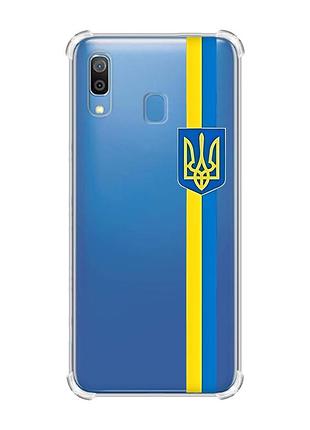 Чехол с утолщёнными углами на samsung galaxy a30 (2019)/a20 (2019) лента украина (патриотический принт