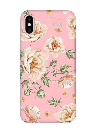 Матовый розовый чехол на iphone xs max :: цветы пастельные (принт 277)