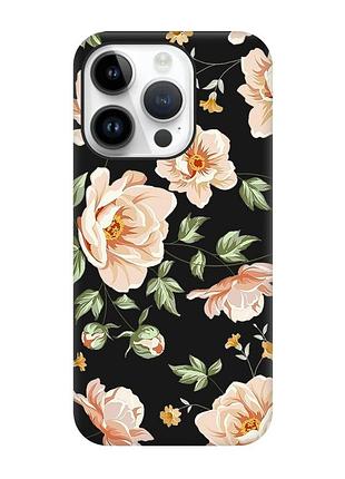 Матовый черный чехол на apple iphone 14 pro :: цветы пастельные (принт 277)