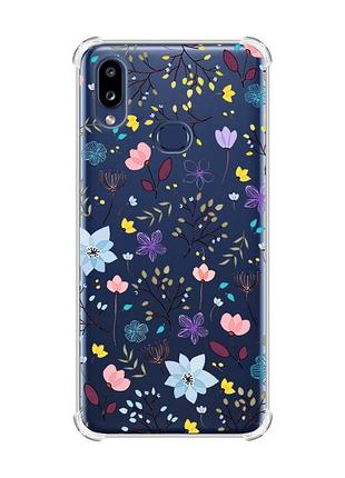 Чехол с утолщенными углами на samsung galaxy a10s/a107 :: цветочный фон (принт 267)