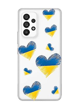 Прозорий чохол на samsung galaxy a53 :: сердечка. україна (принт 258)
