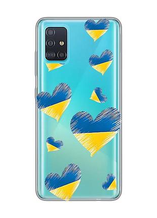 Прозрачный чехол на samsung galaxy a51 сердечка. украина (принт 258)