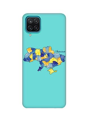 Матовый бирюзовый чехол для samsung galaxy a12 :: карта украины (принт 261)