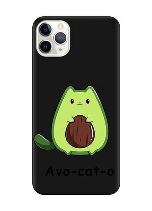 Матовый черный чехол на iphone 11 pro :: котик авокадо (принт 306)