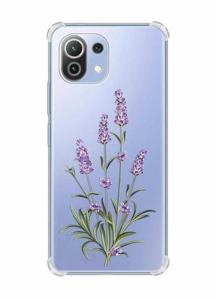 Чохол з потовщеними кутами на xiaomi mi 11 lite :: гілочки лаванди (принт 266)