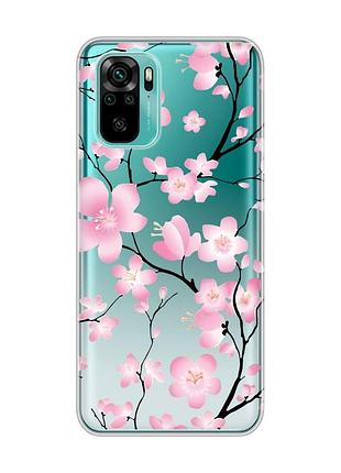 Прозрачный чехол на xiaomi redmi note 10 / note 10s :: цветущая сакура (принт 282)