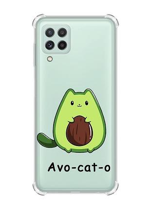 Чехол с утолщёнными углами на samsung galaxy a22 4g/m32/m22 :: котик авокадо (принт 306)