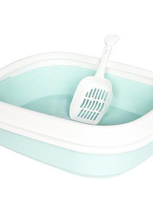 Туалет лоток для кошек с лопаткой taotaopets 225501 46*38*13 см blue