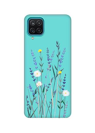 Матовый бирюзовый чехол для samsung galaxy a12 :: полевые цветы (принт 270)