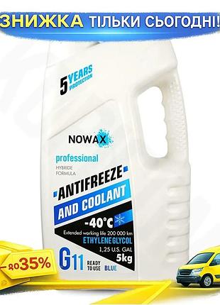 Ku антифриз nowax blue universal fit g11 5кг синий охлаждающая жидкость для защиты двигателя от корроз uni2l_k