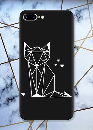 Матовый черный чехол на iphone 7 plus/8 plus :: лиса (принт 127)