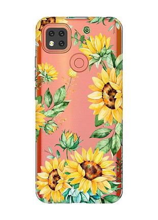 Прозорий чохол для xiaomi redmi 9c/10a :: соняхи (принт 288)