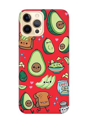 Матовый красный чехол на iphone 12 pro max :: милашки авокадо каваи (принт 305)