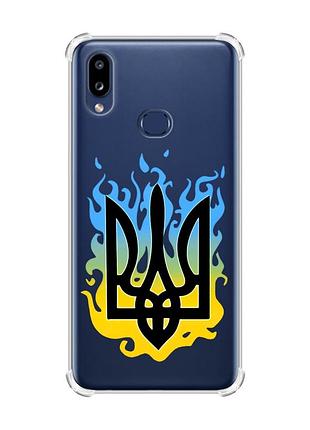 Чехол с утолщенными углами на samsung galaxy a10s (a107) :: тризуб пламя (принт 257)