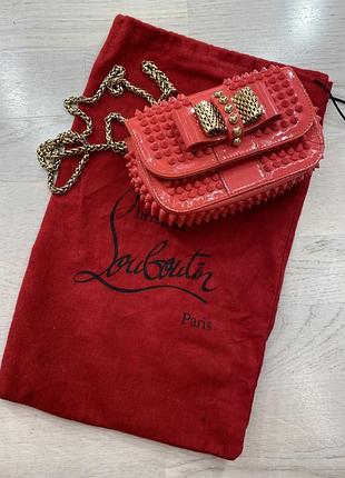 Christian louboutin sweet charity crossbody bag spiked patent mini (pink) - оригінал