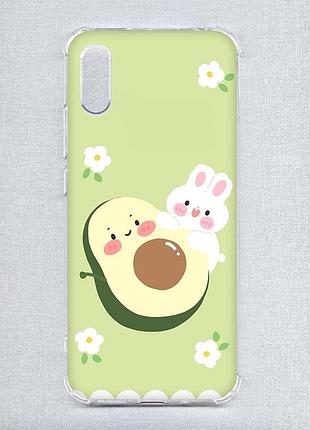 Чехол с утолщёнными углами на xiaomi redmi 9a :: авокадо и зайчонок (принт 311)