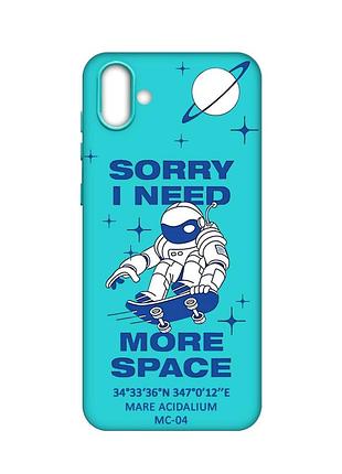 Матовый бирюзовый чехол на samsung galaxy a04 :: космонавт на скейте (принт 248)