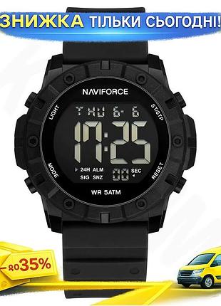 Ku годинники чоловічі водостійкі universal fit тактичні naviforce чорні кварцові армійські для спорту uni2l_k