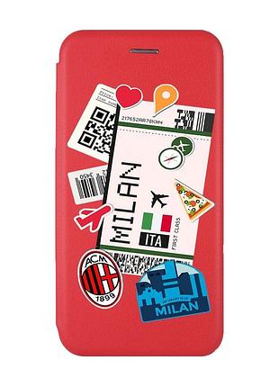Чехол-книжка с рисунком для xiaomi redmi note 8t красный :: путешествия. италия (принт 325)