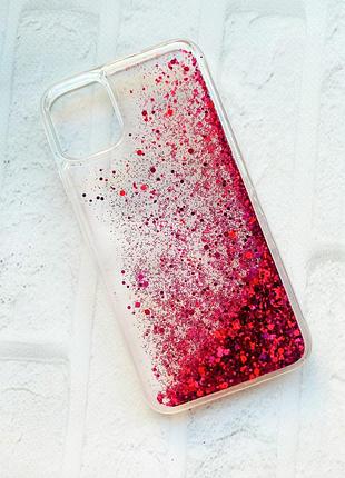Чехол с плавающими блестками на iphone 11 розовый