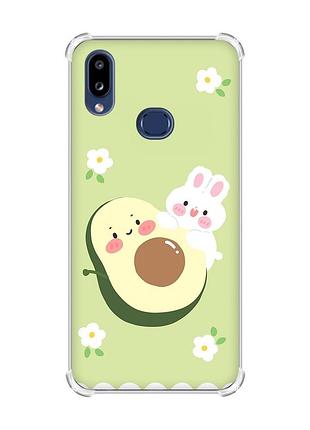 Чехол с утолщенными углами на samsung galaxy a10s (a107) :: авокадо и зайчонок (принт 311)