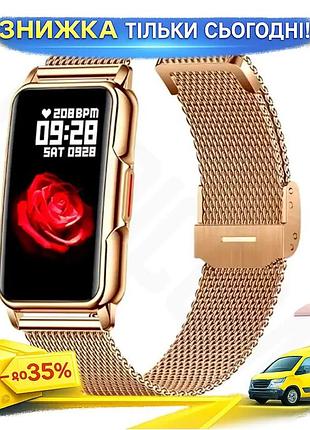 Ku розумний смарт годинник universal fit uwatch smart mioband nano+ золотисті фітнес браслет для контр uni2l_k