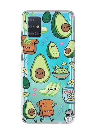 Прозрачный чехол на samsung galaxy a51 милашки авокадо каваи (принт 305)