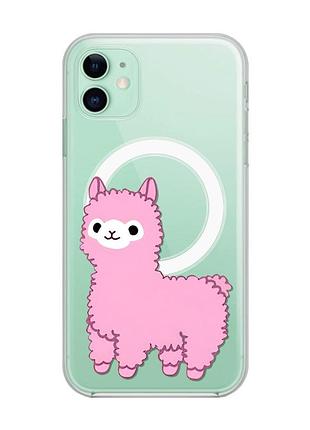 Магнітний чохол на iphone 11 із підтримкою magsafe :: лама рожева (принт 100)