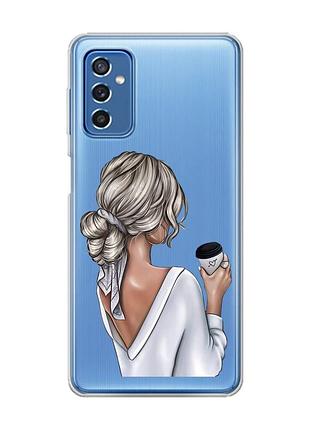 Прозрачный чехол на samsung galaxy m52 девушка с латте (принт 227)